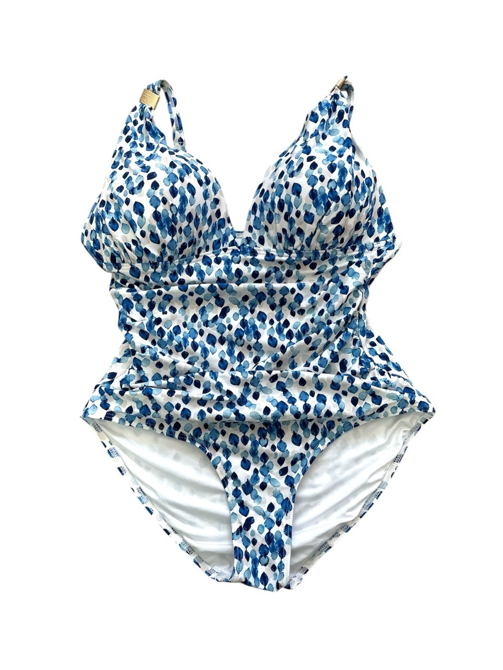 Blue Printed One-Piece Swimsuit with Supportive Cups